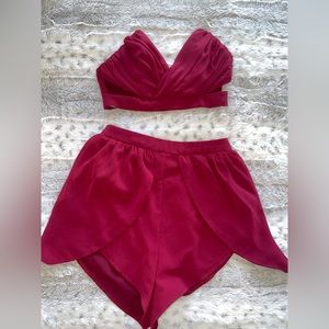 XS Sabo Skirt | Short & crop top set. Burgundy. Worn once.